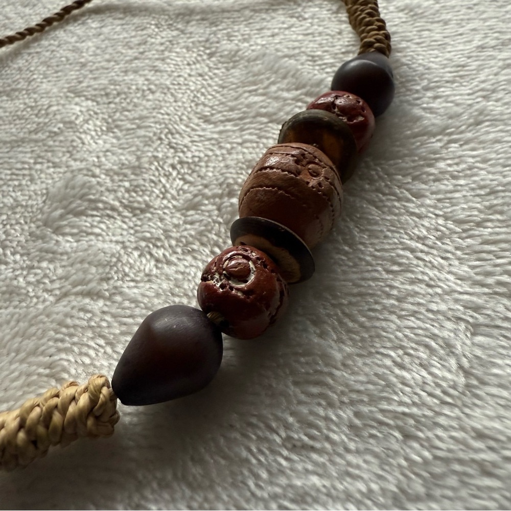 Bohemian Beaded Necklace with Brown Accents